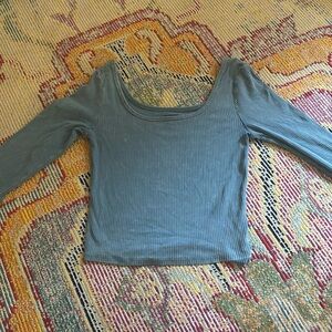 Wild Fable long sleeve distressed blue ribbed shirt